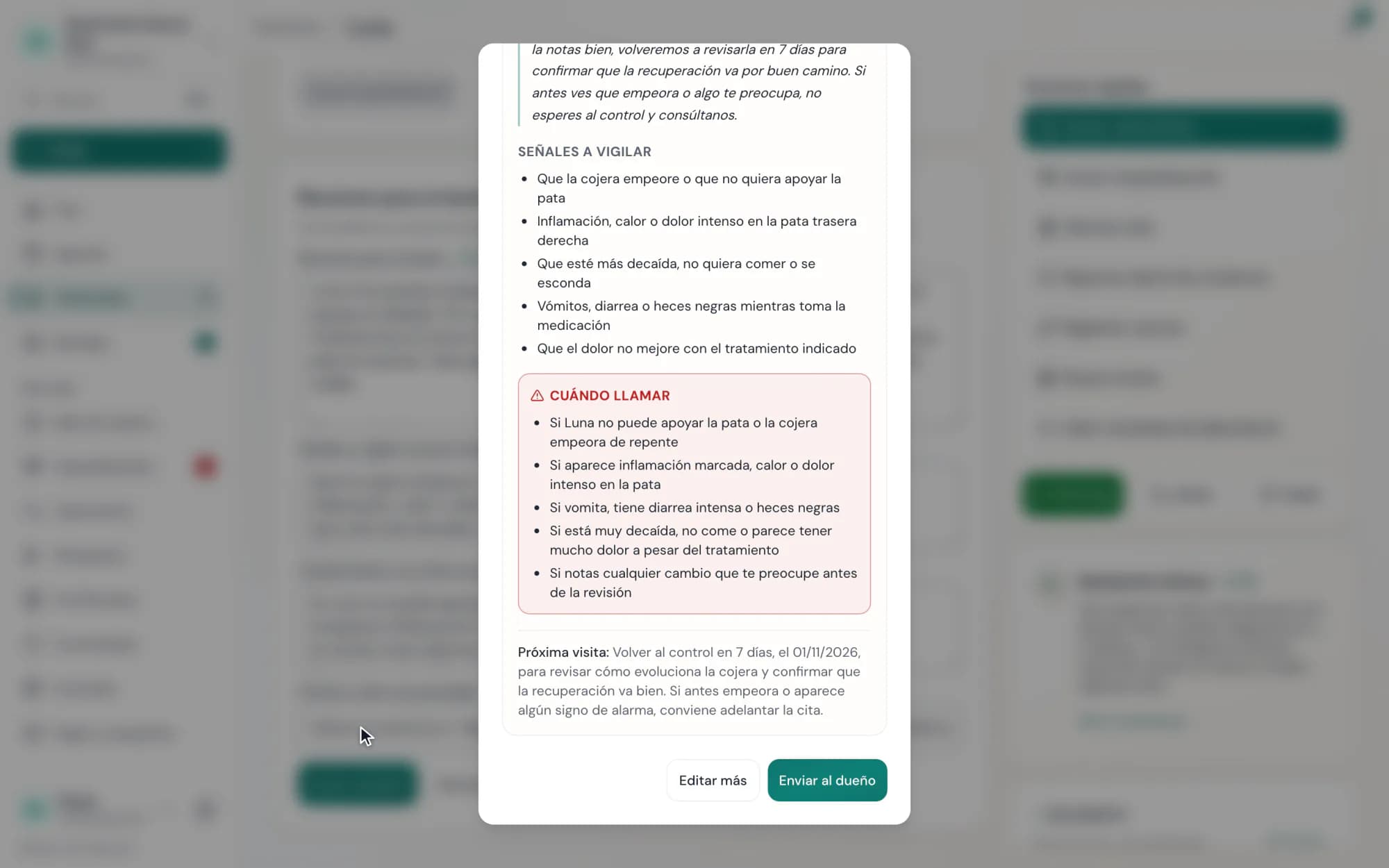 Toka OS: borrador del resumen de alta para el dueño, con vista previa antes de enviarlo