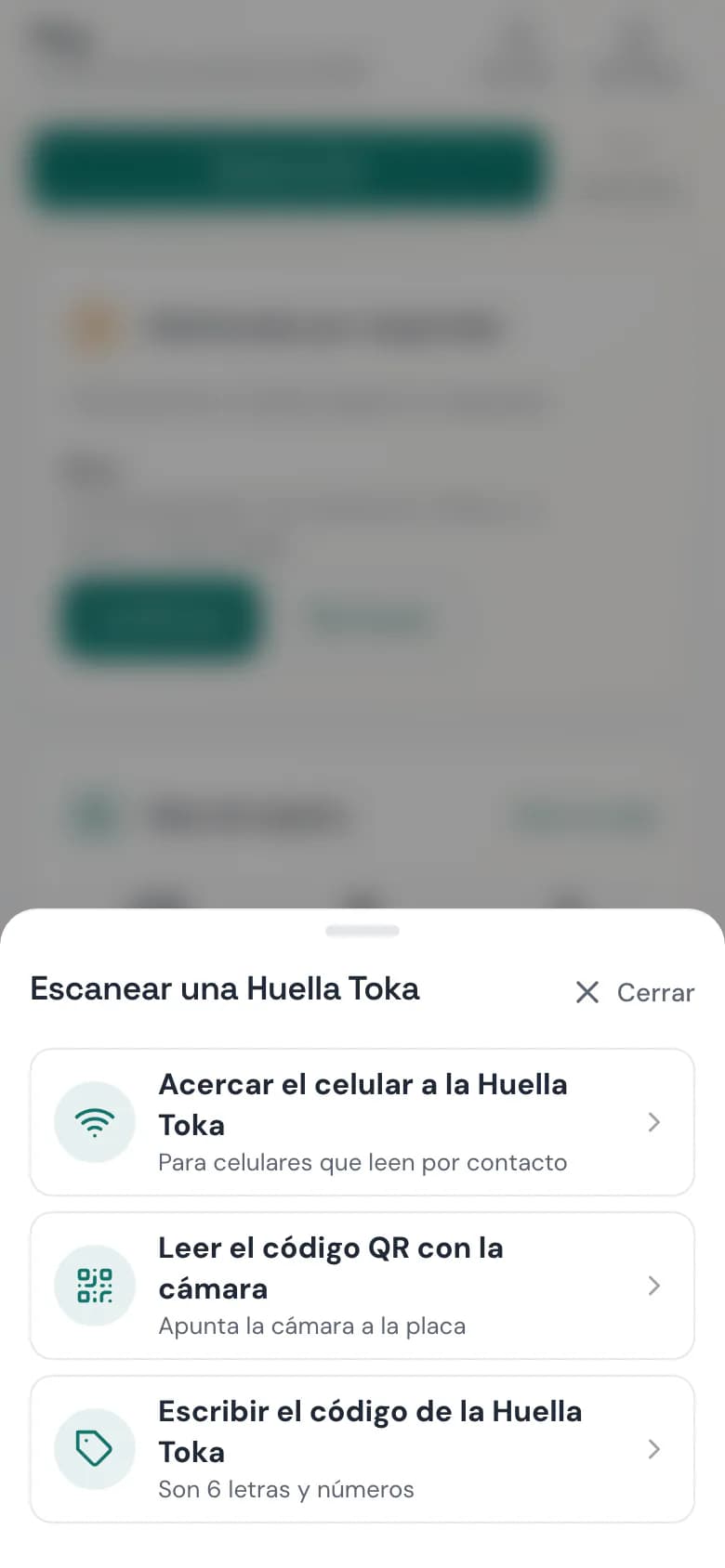 Toka OS en el celular: leer la Huella Toka con NFC, con la cámara o con su código