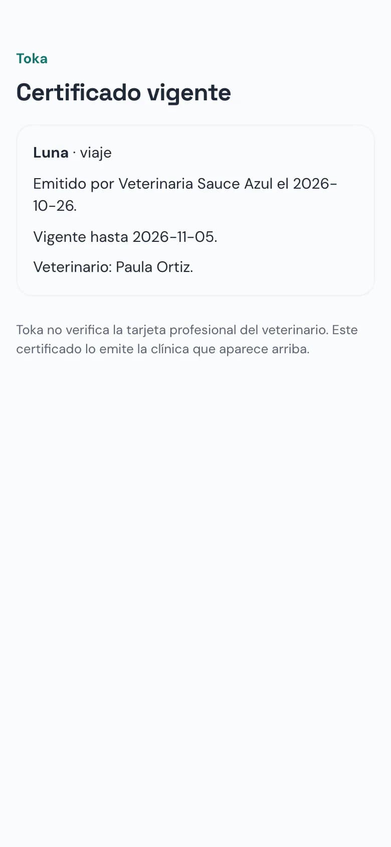 Toka OS: verificación en línea de un certificado de salud desde el celular