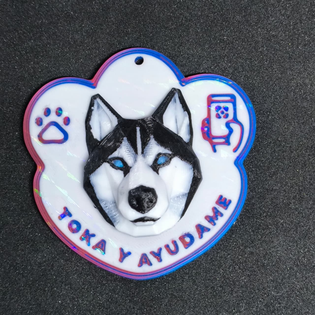 Huella Toka Husky Siberiano en color Azul/Rojo