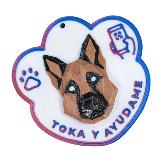 Huella Toka Pastor Alemán en color Azul/Rojo